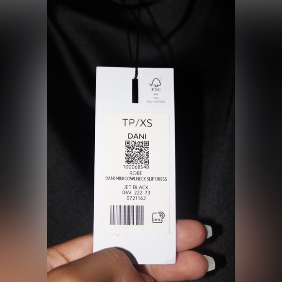 Satin JetBlack mini slip dress from dynamite, XS - Picture 8 of 12